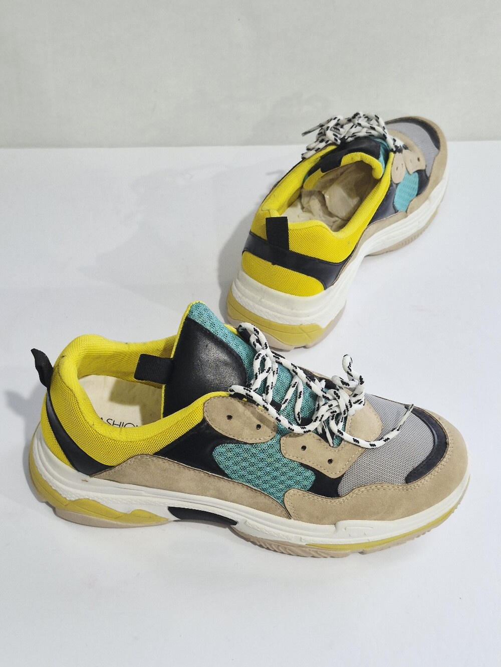 Chunky Multicolor Sneakers with Yellow Accents Size 11
